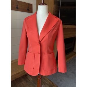 VTG Handmade Tangerine Wide Leg Suit 1970's Tailored  Granny Core Retro Sm/Med